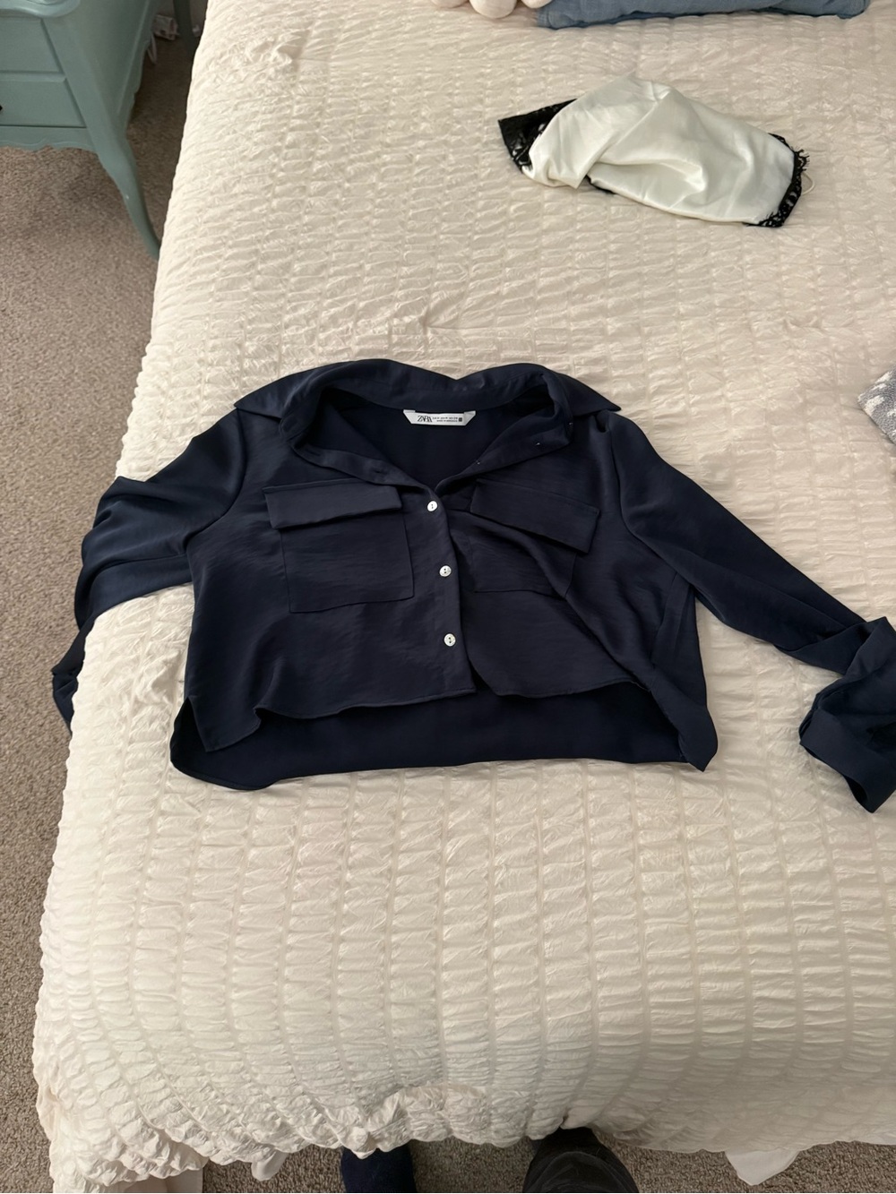 Zara satin collared top